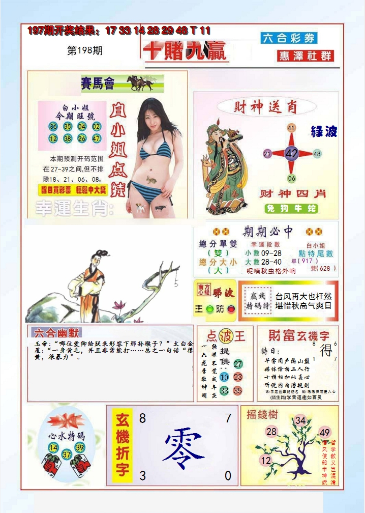 2024198期十赌九羸