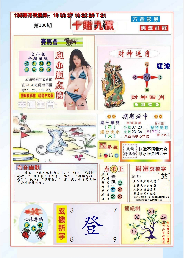 2024200期十赌九羸