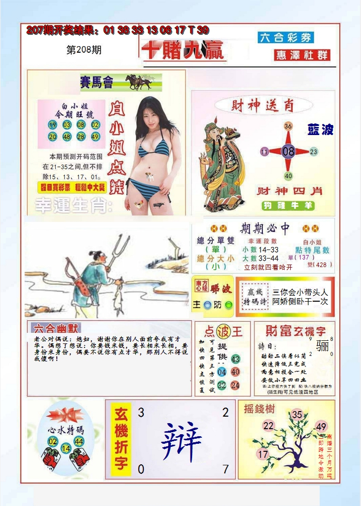 2024208期十赌九羸