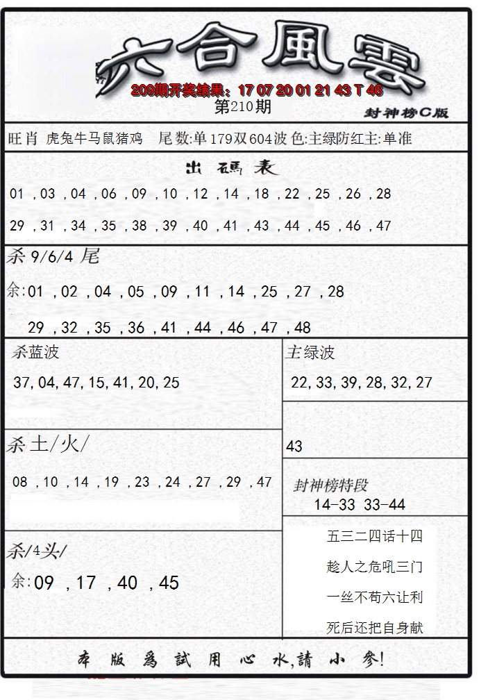 2024210期六合风云B