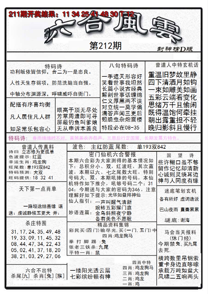 2024212期六合风云A