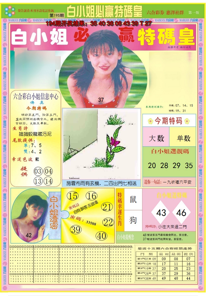 2024195期白小姐必赢A