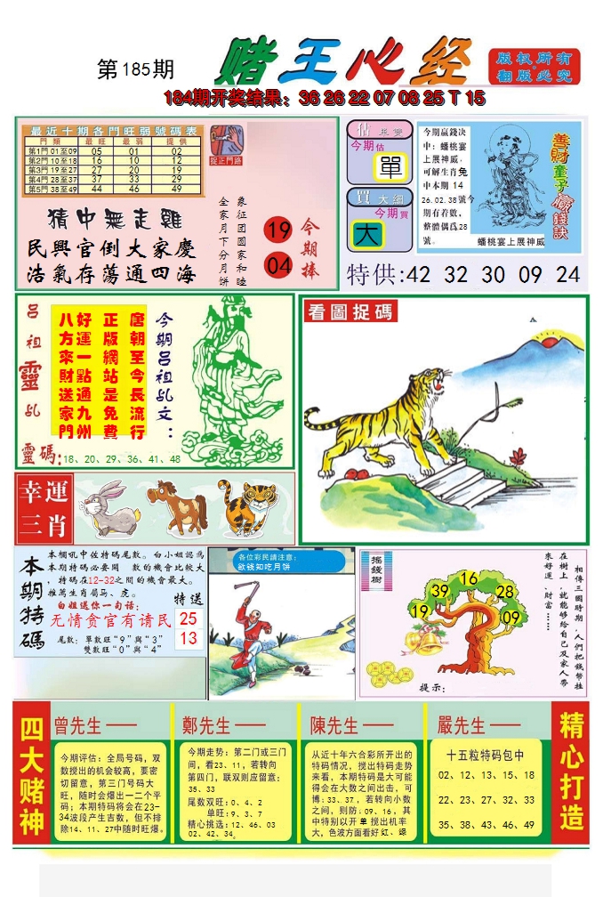 2024185期赌王心经