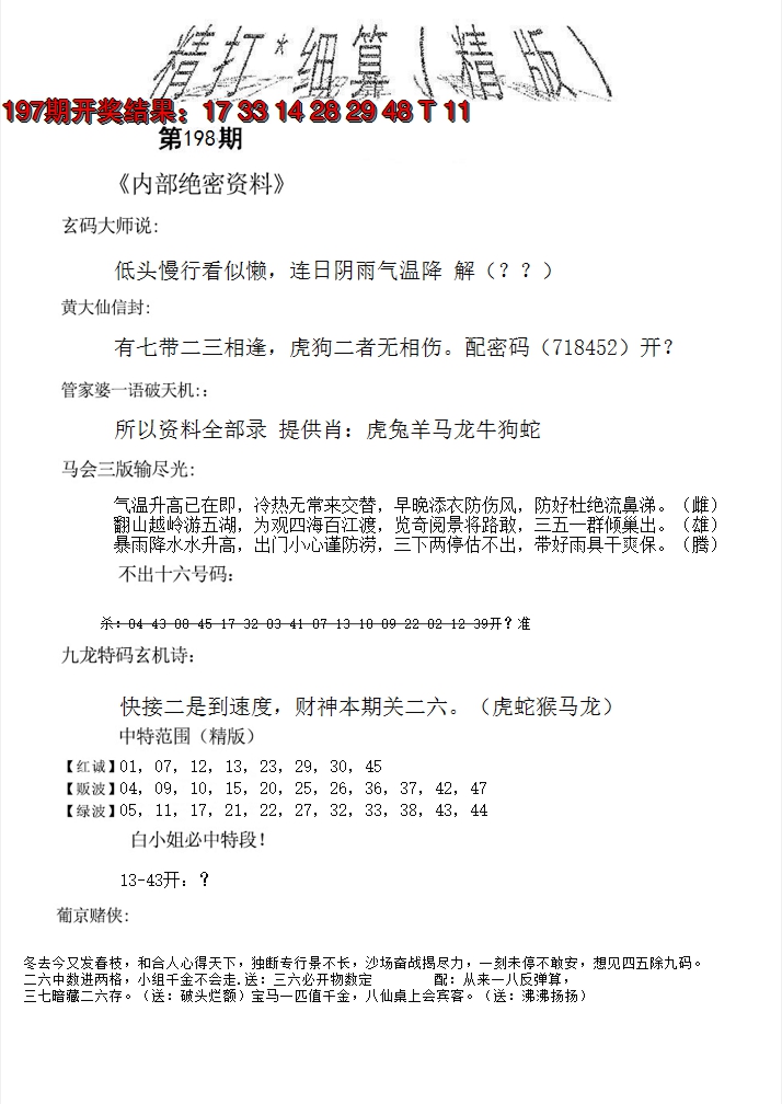 2024198期精大细算精版