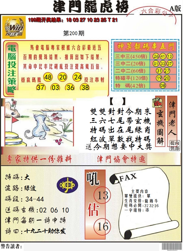 2024200期津门龙虎榜A
