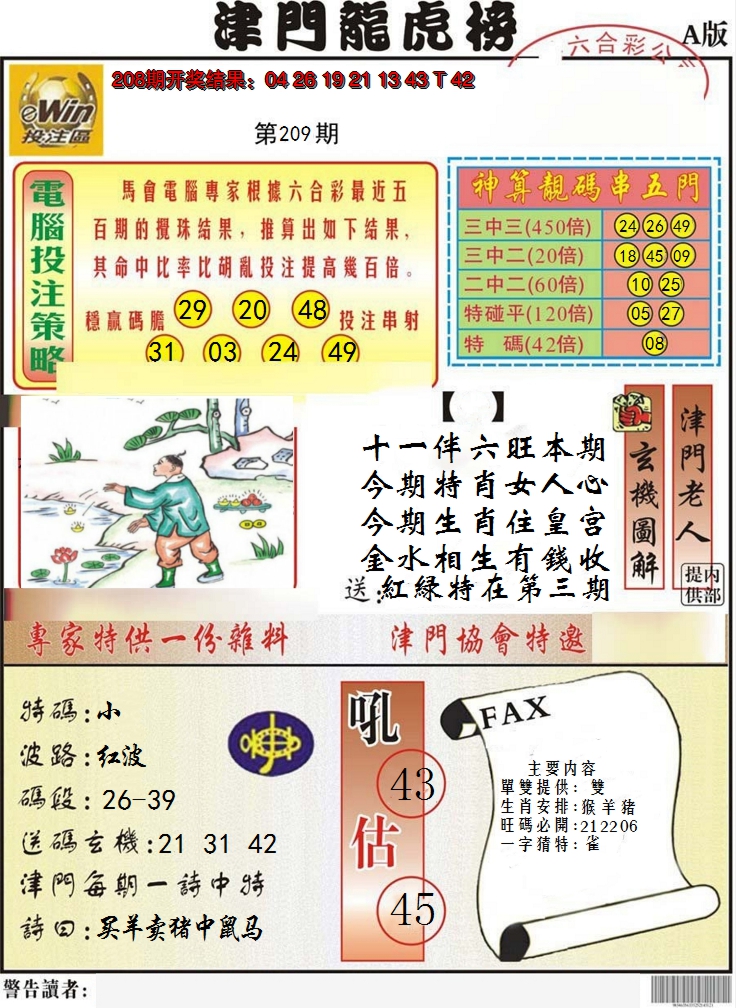 2024209期津门龙虎榜A