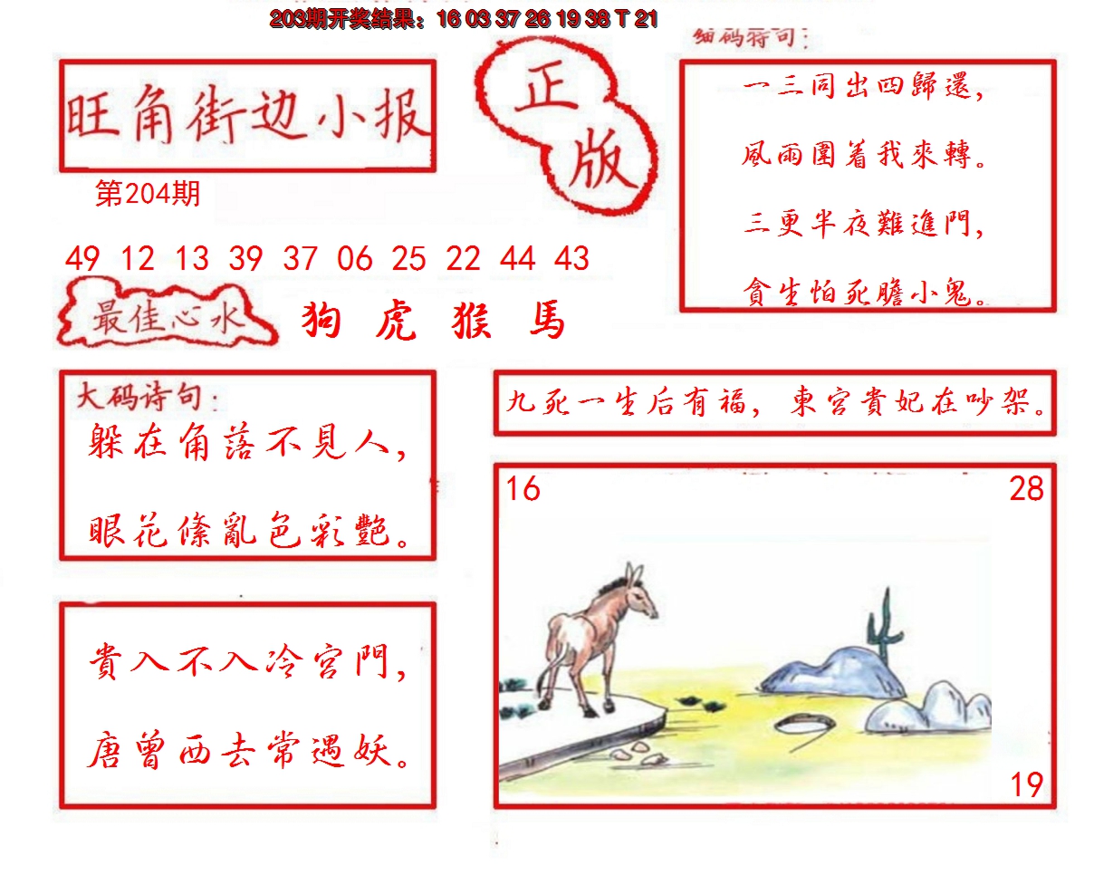 2024204期旺角街边小报