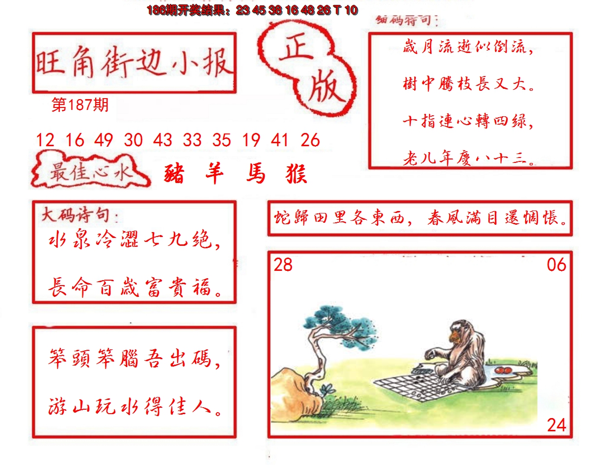 2024187期旺角街边小报