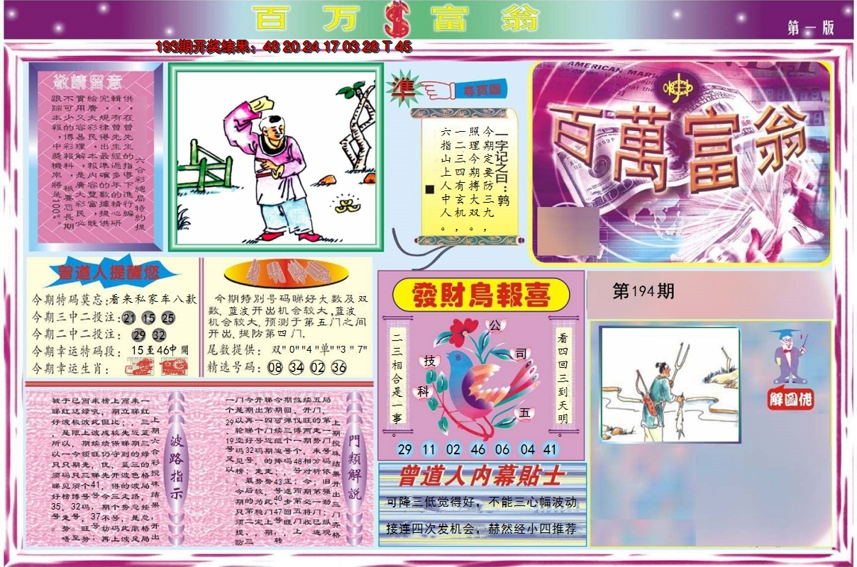 2024194期百万富翁A