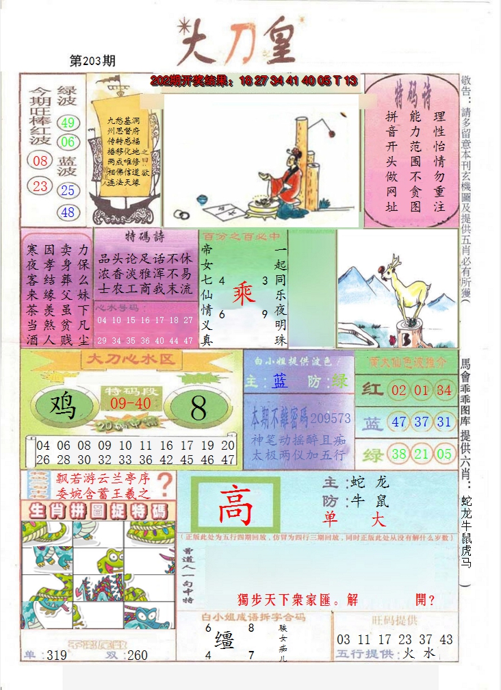 2024203期大刀皇