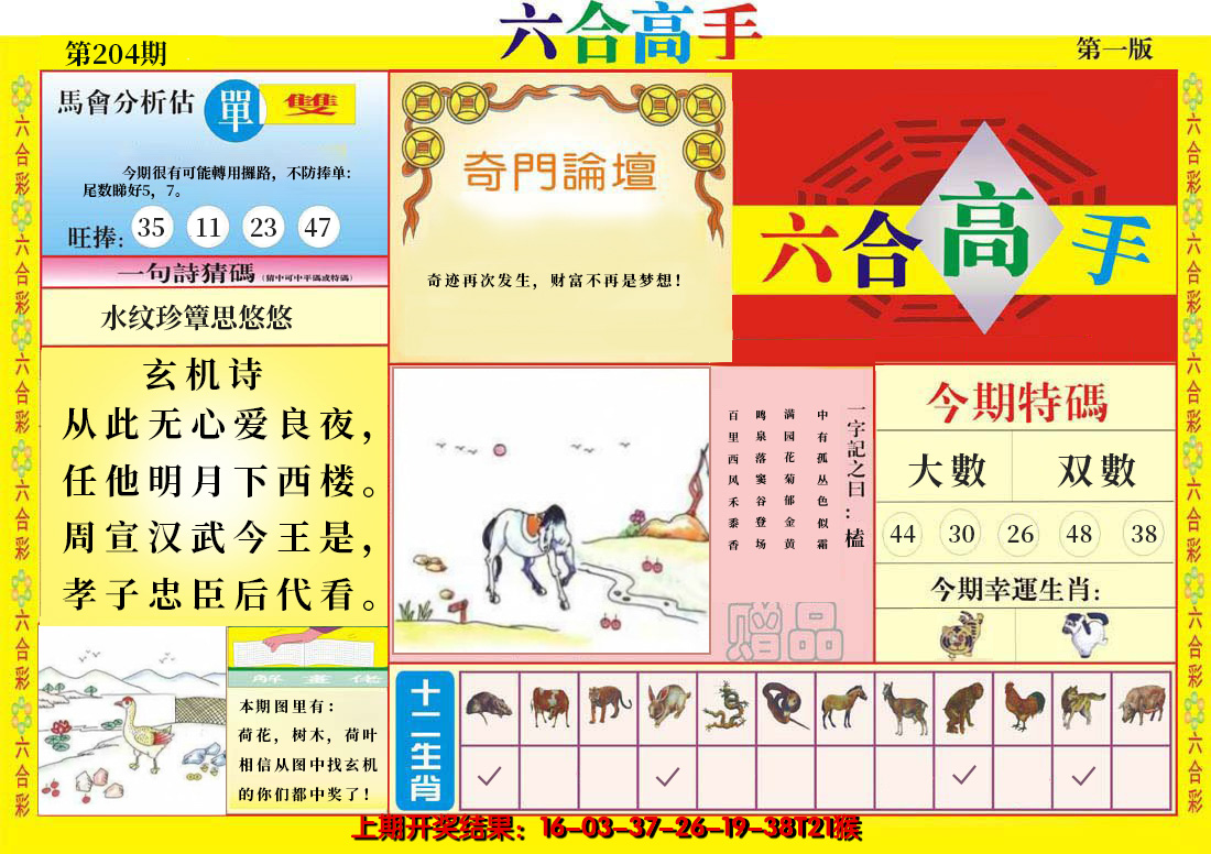2024204期六合高手A