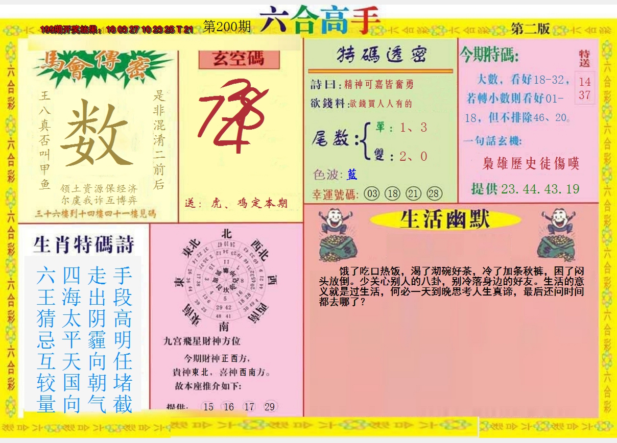 2024200期六合高手B