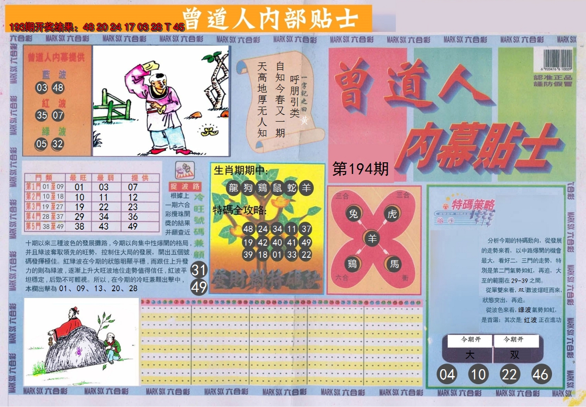 2024194期曾道人内幕贴士A