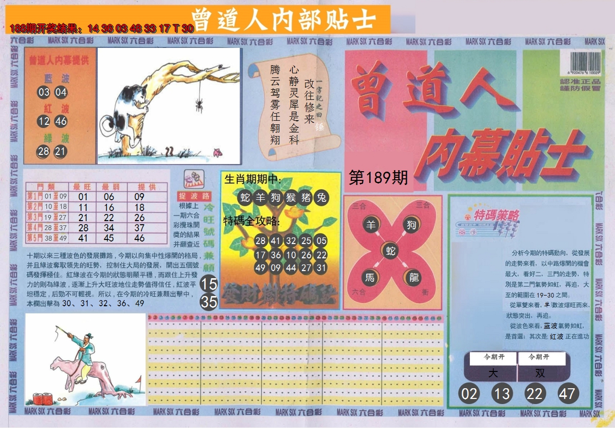 2024189期曾道人内幕贴士A
