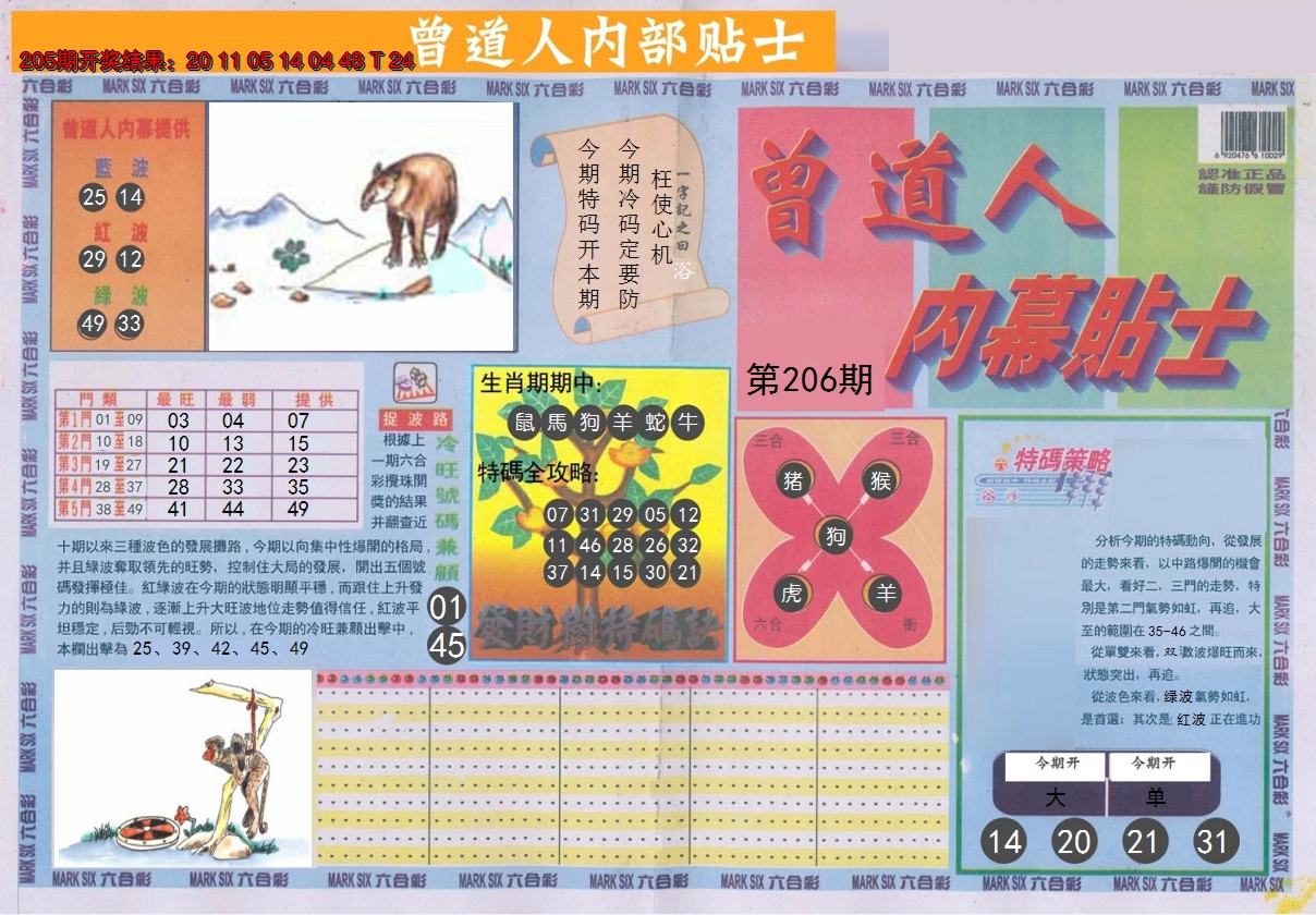 2024206期曾道人内幕贴士A