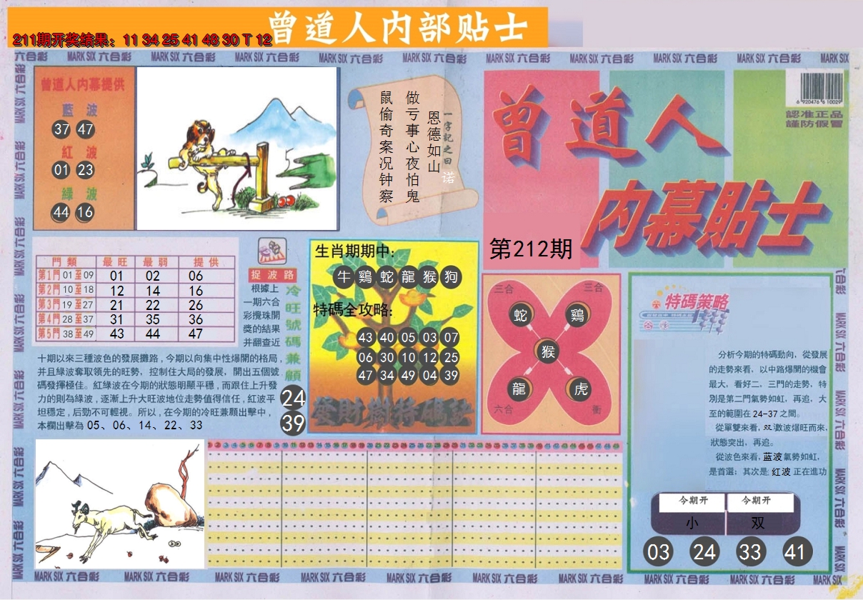 2024212期曾道人内幕贴士A