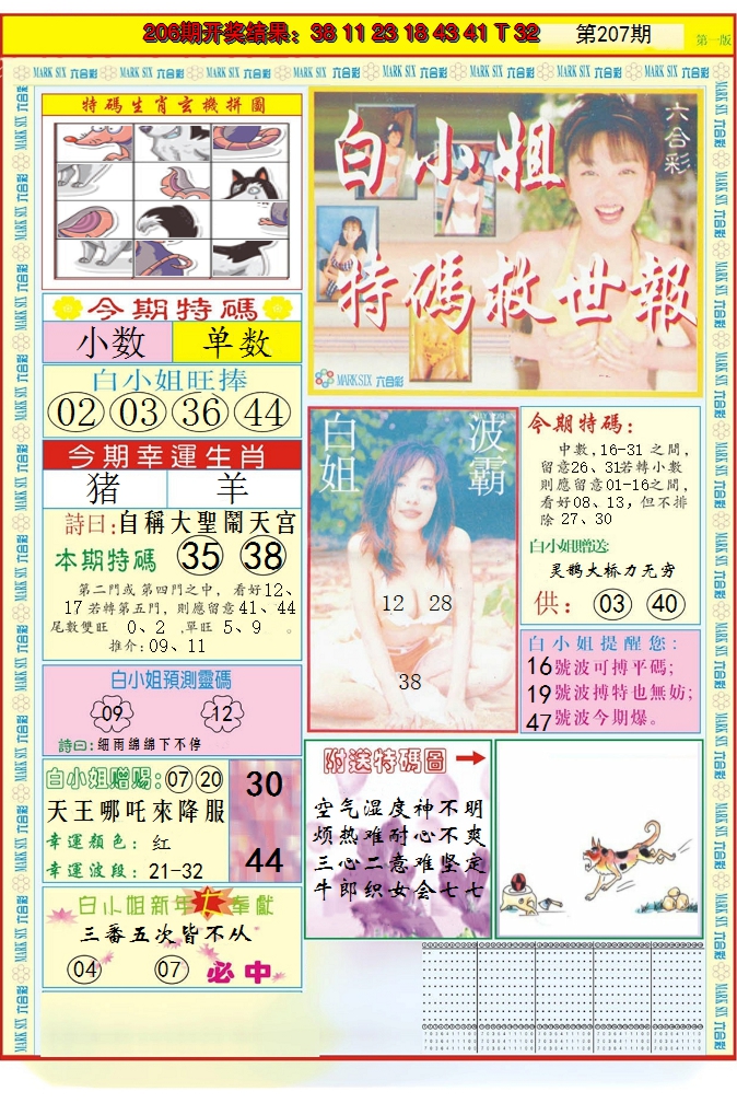 2024207期白小姐急旋风A