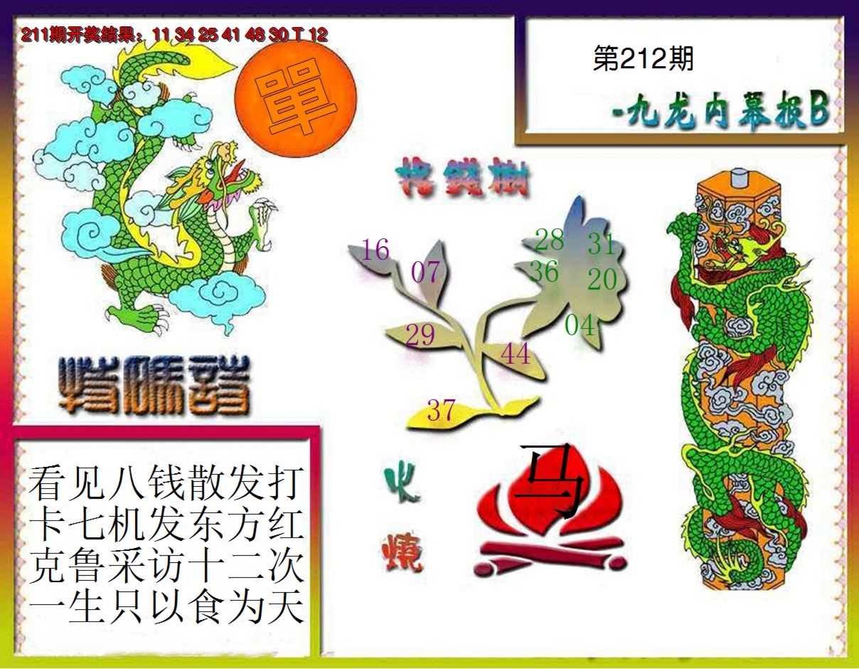 2024212期九龙内幕特肖图a
