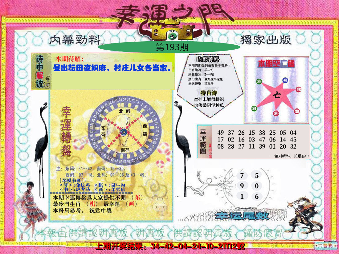 2024193期幸运之门