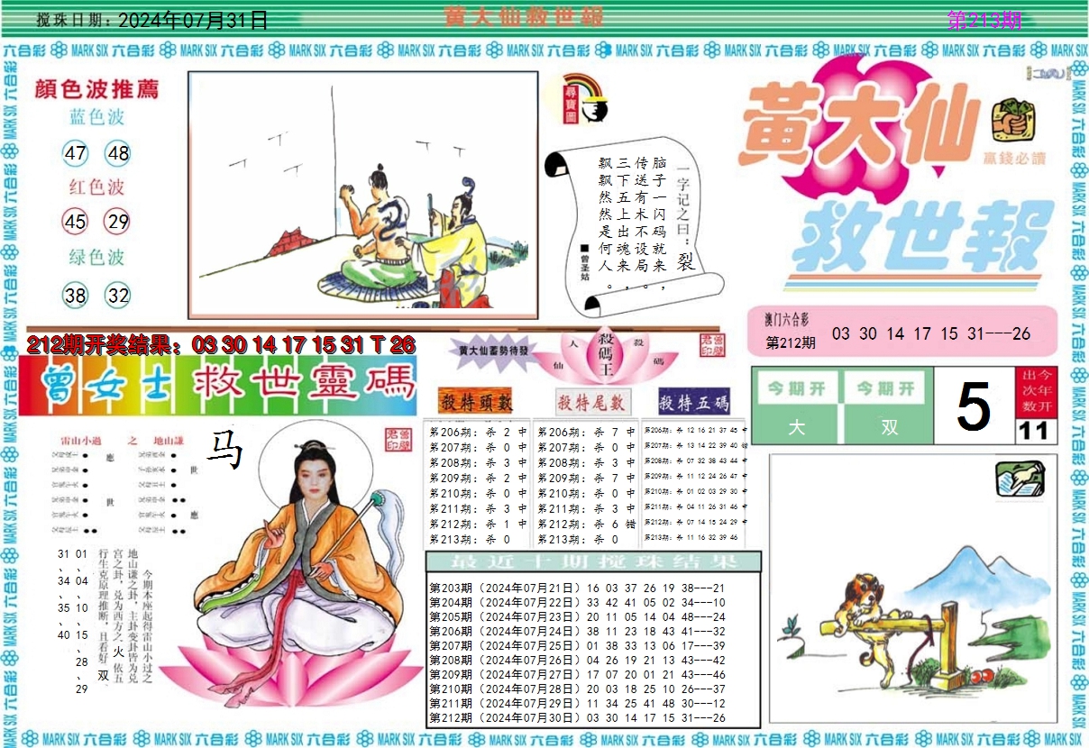 2024213期黄大仙救世A