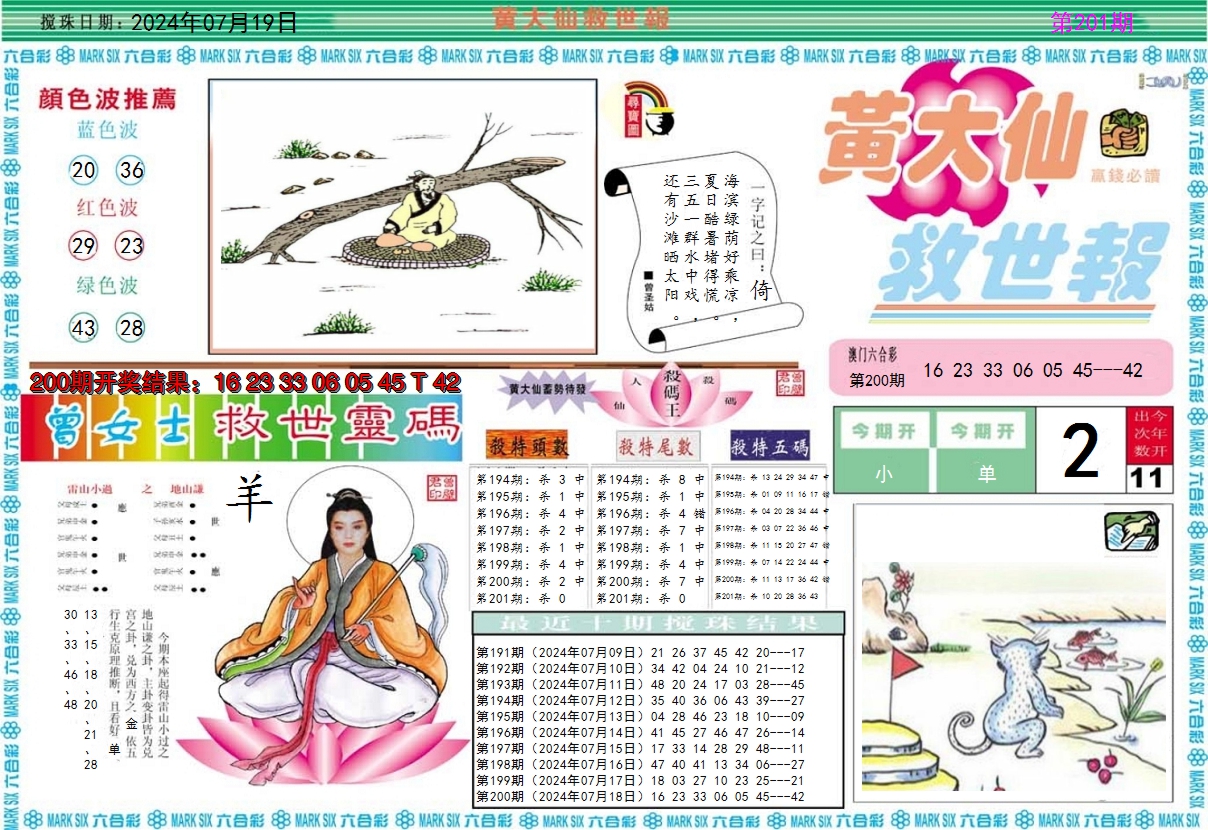 2024201期黄大仙救世A