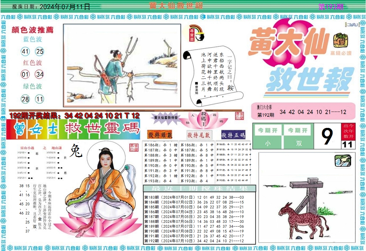 2024193期黄大仙救世A