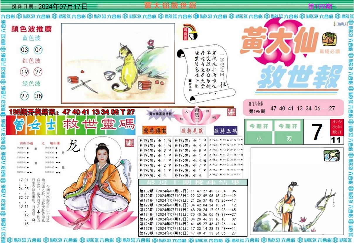 2024199期黄大仙救世A