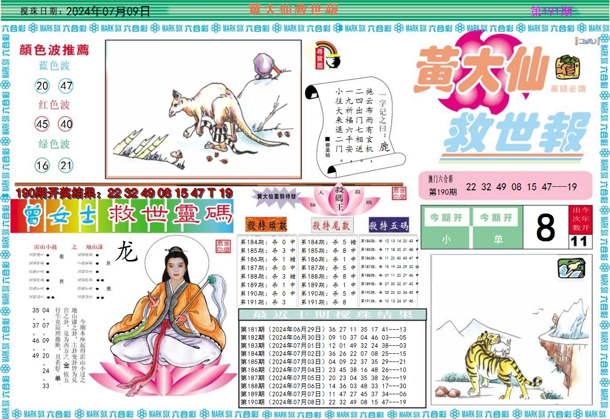 2024191期黄大仙救世A