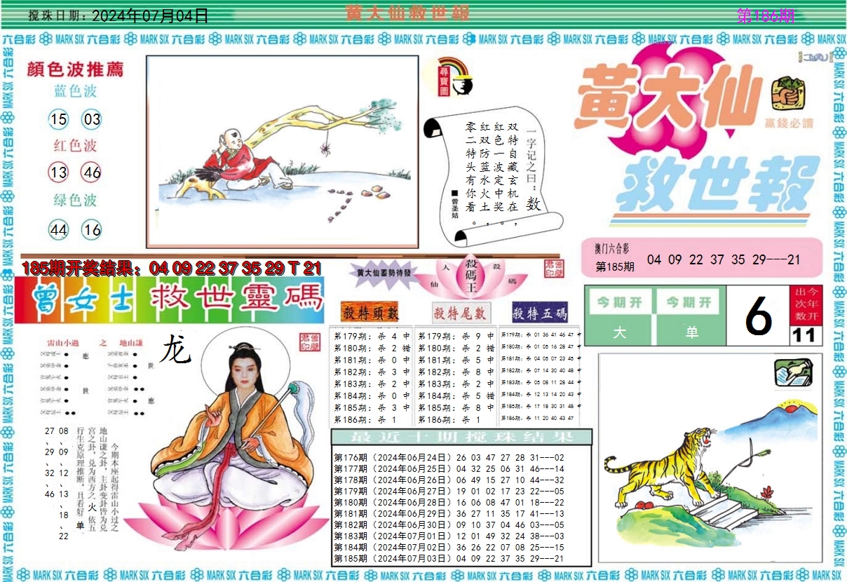 2024186期黄大仙救世A