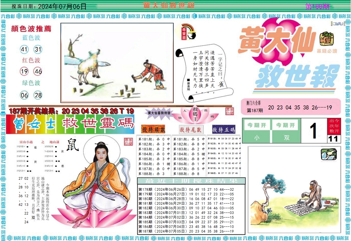 2024188期黄大仙救世A