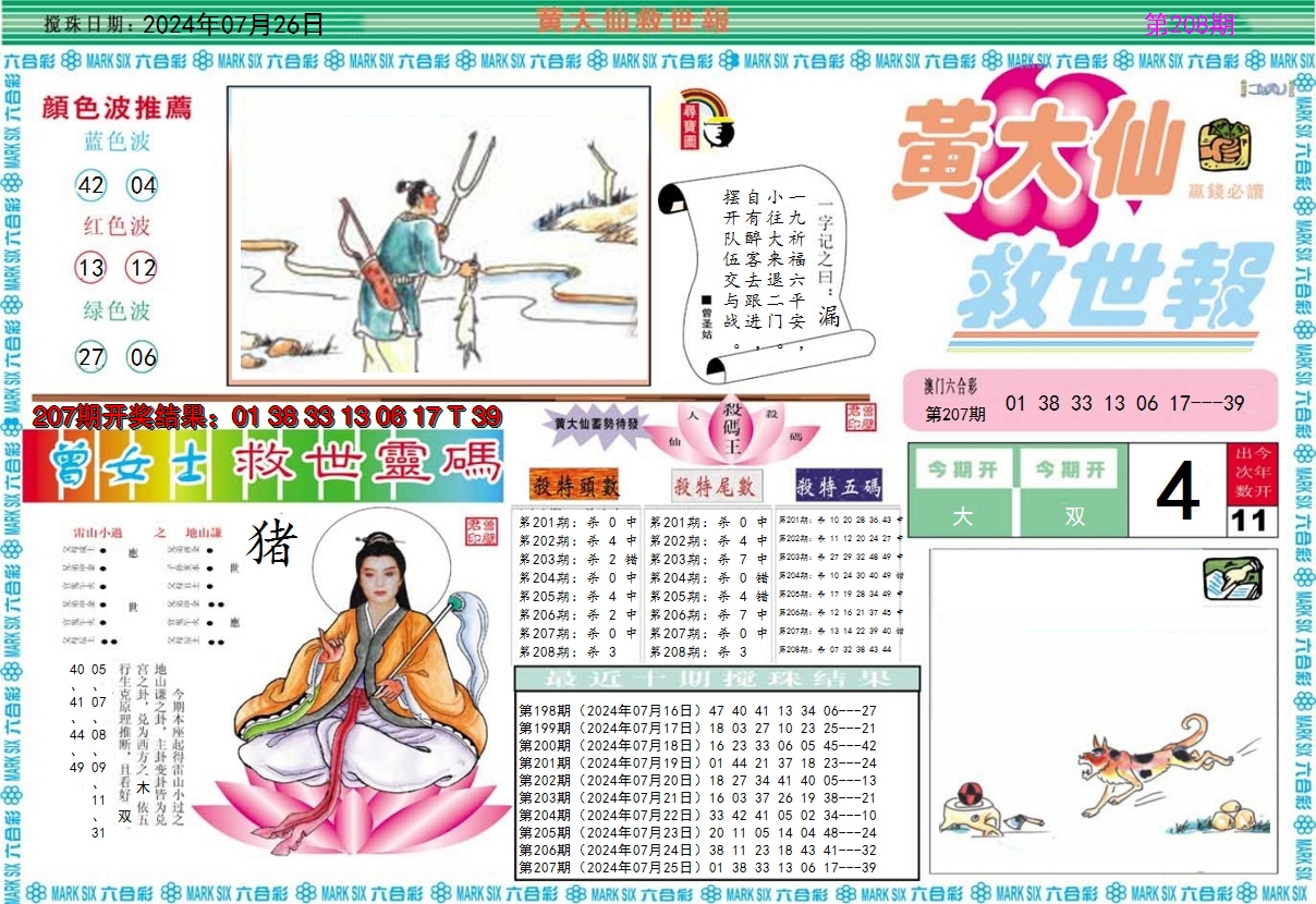 2024208期黄大仙救世A