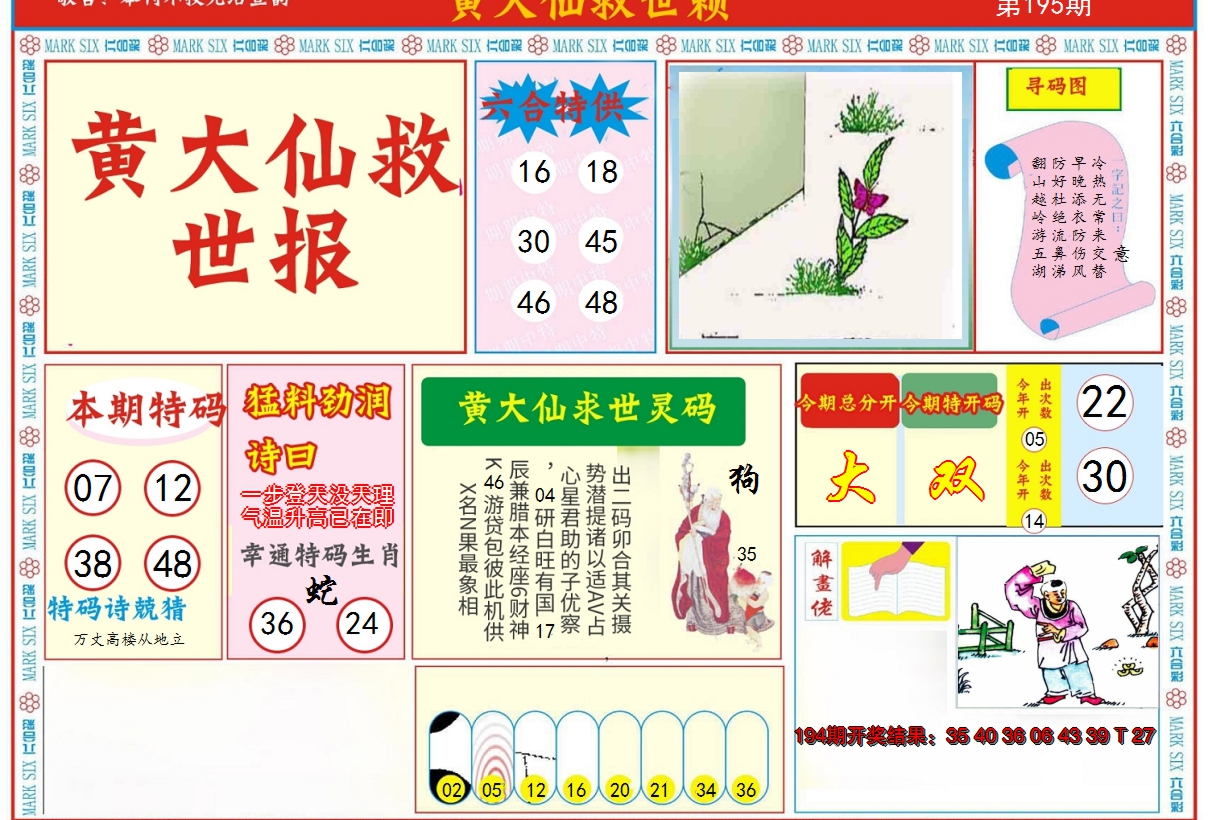 2024195期新黄大仙救世A