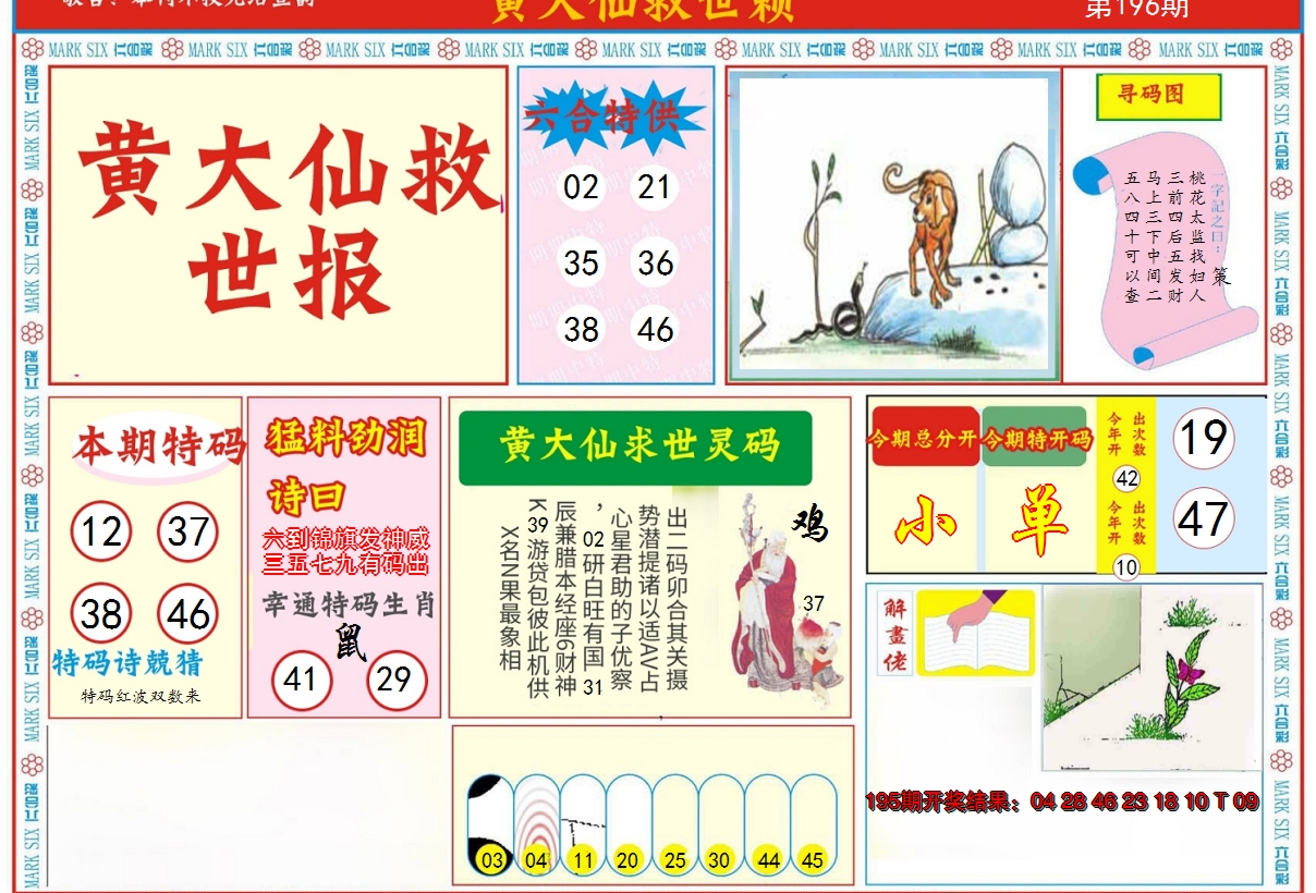 2024196期新黄大仙救世A