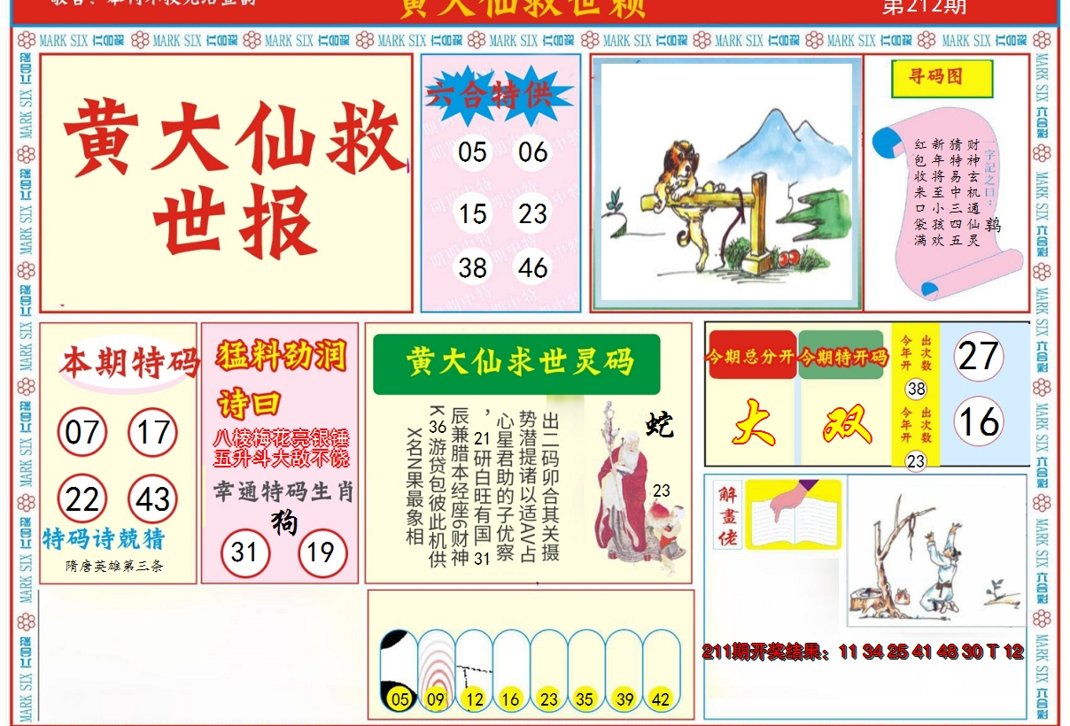2024212期新黄大仙救世A