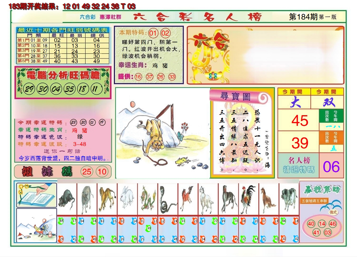 2024184期名人榜A