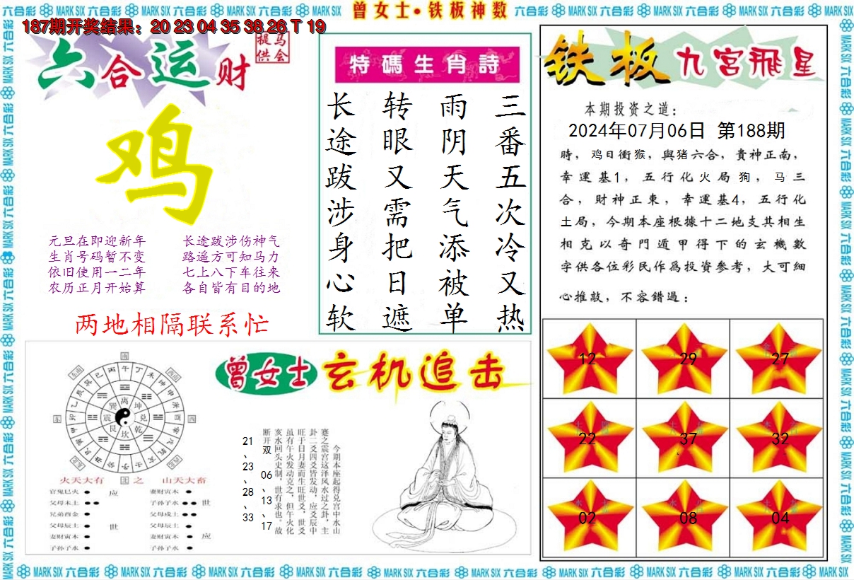 2024188期曾女士铁板神数B