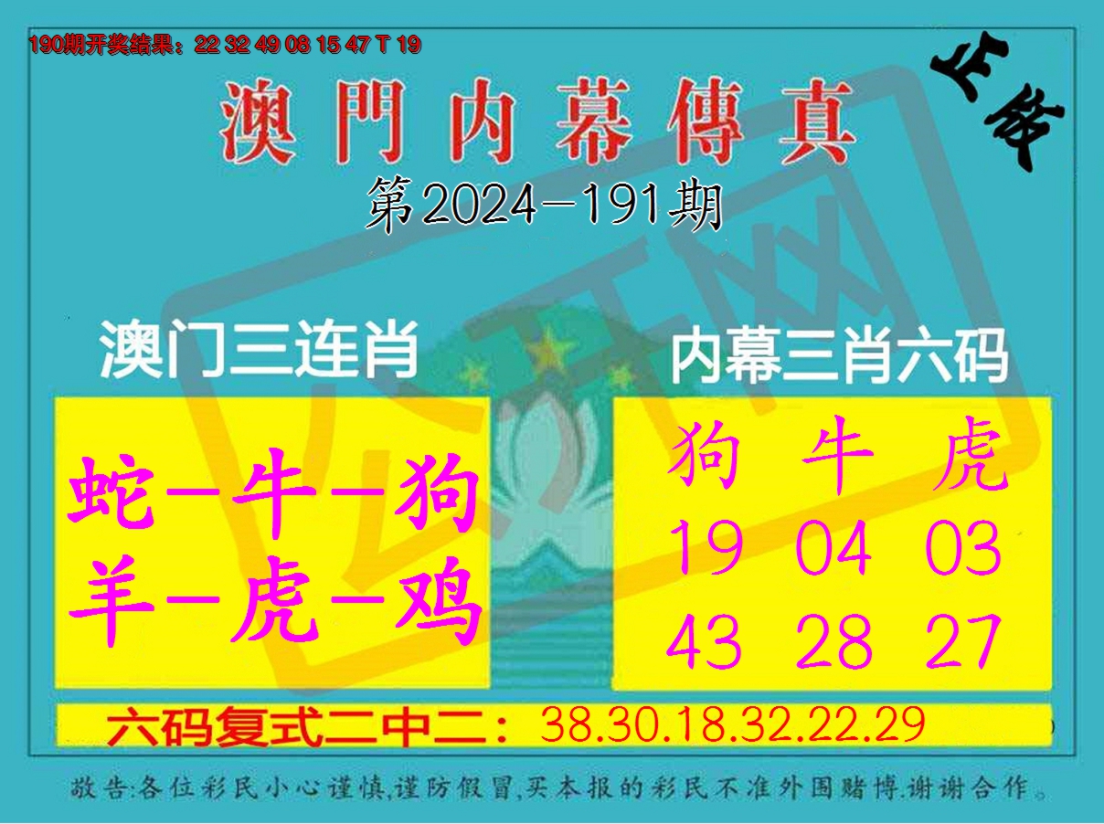 2024191期内幕传真三肖版