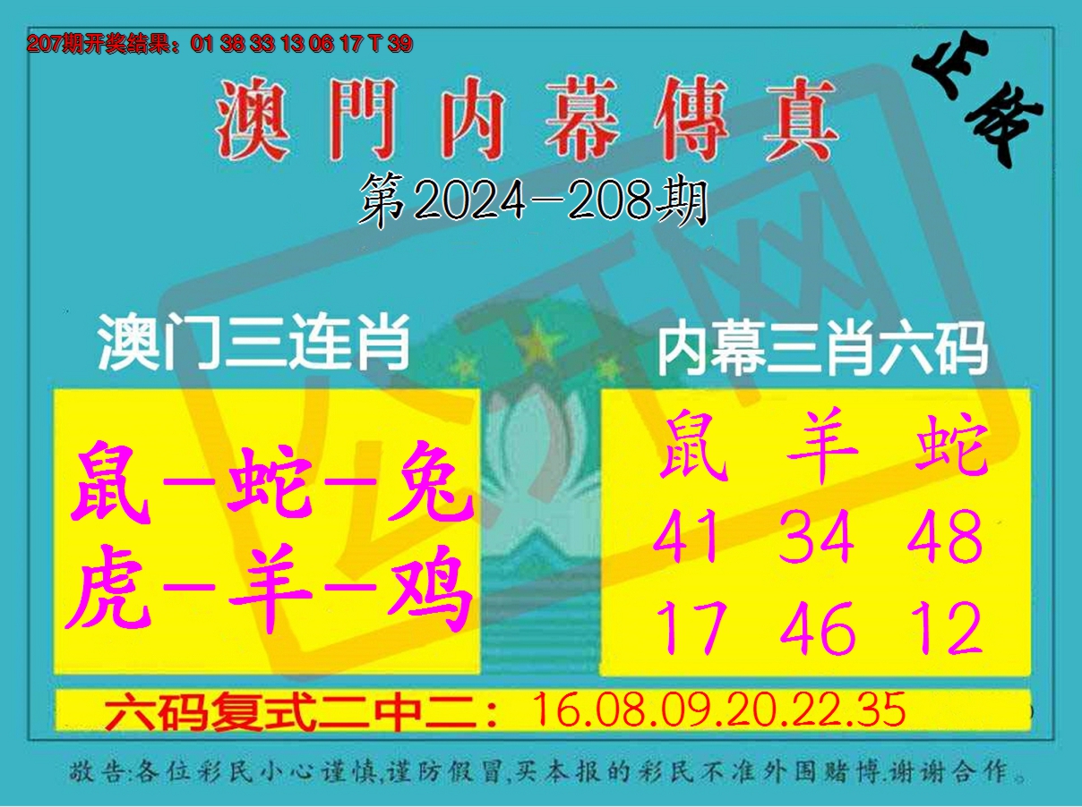 2024208期内幕传真三肖版