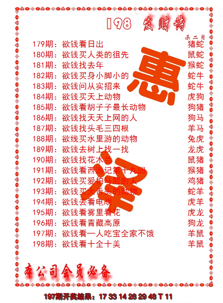 2024198期发财诗-AB