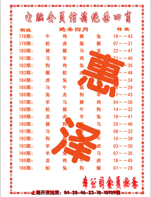 2024196期电脑会员-绝杀四肖