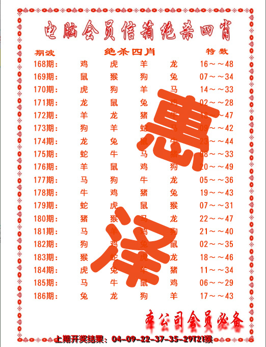 2024186期电脑会员-绝杀四肖