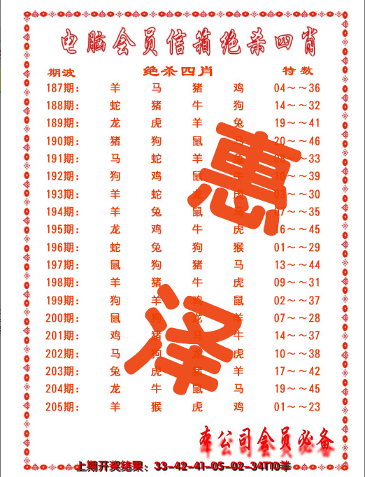 2024205期电脑会员-绝杀四肖