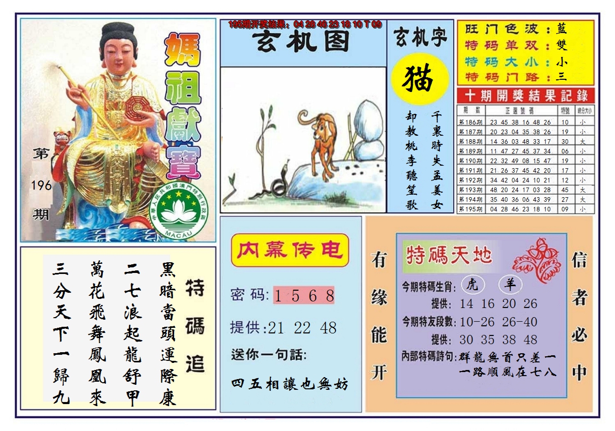 2024196期马祖献宝