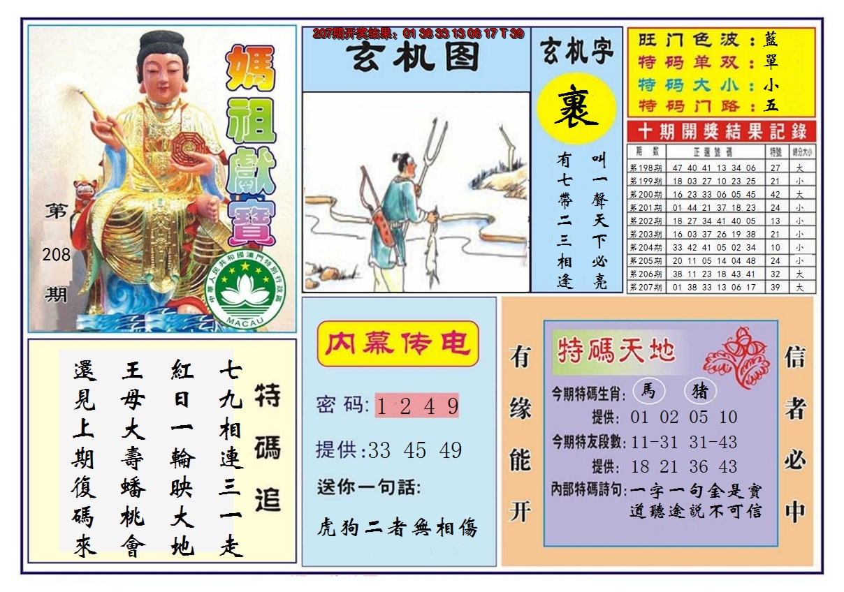 2024208期马祖献宝