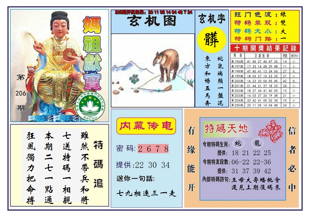 2024206期马祖献宝