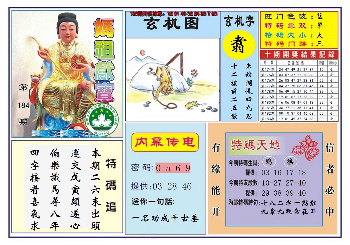2024184期马祖献宝