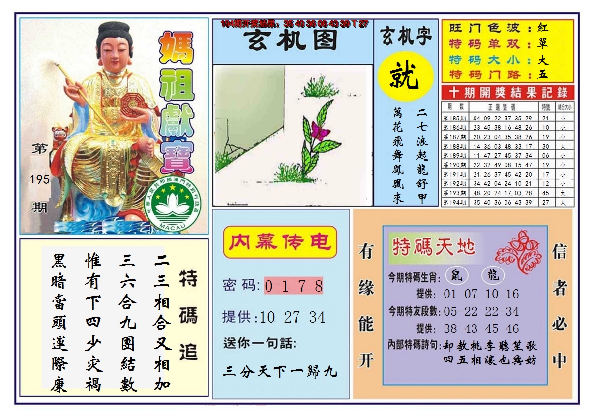2024195期马祖献宝