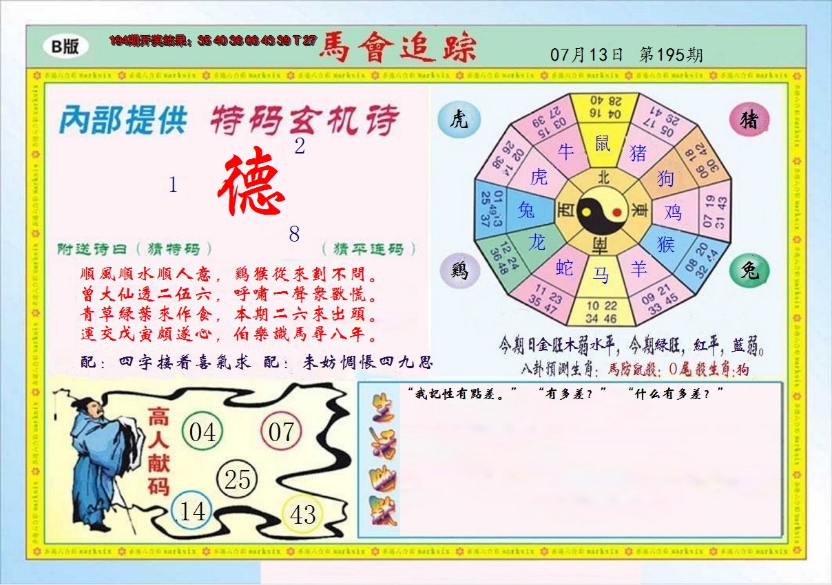 2024195期马会追踪B