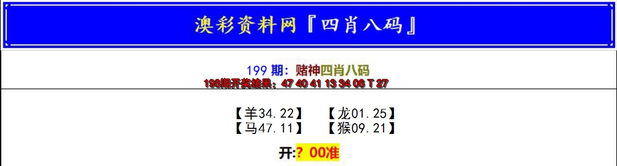 2024199期赌神四肖八码