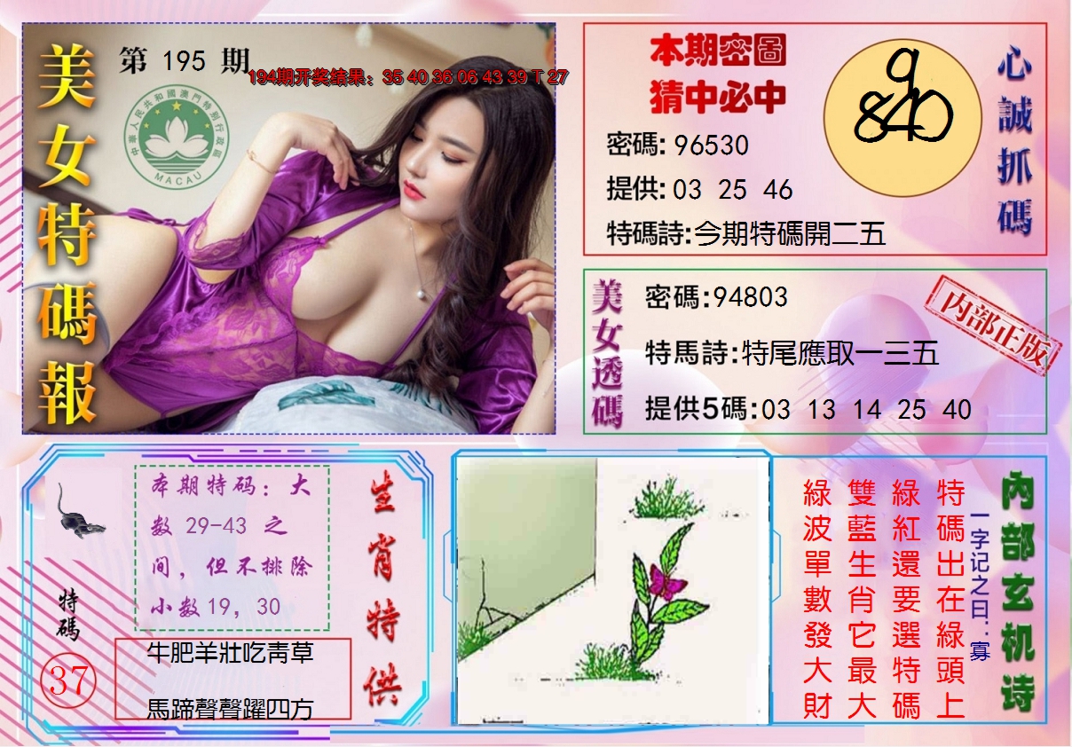 2024195期美女特码报